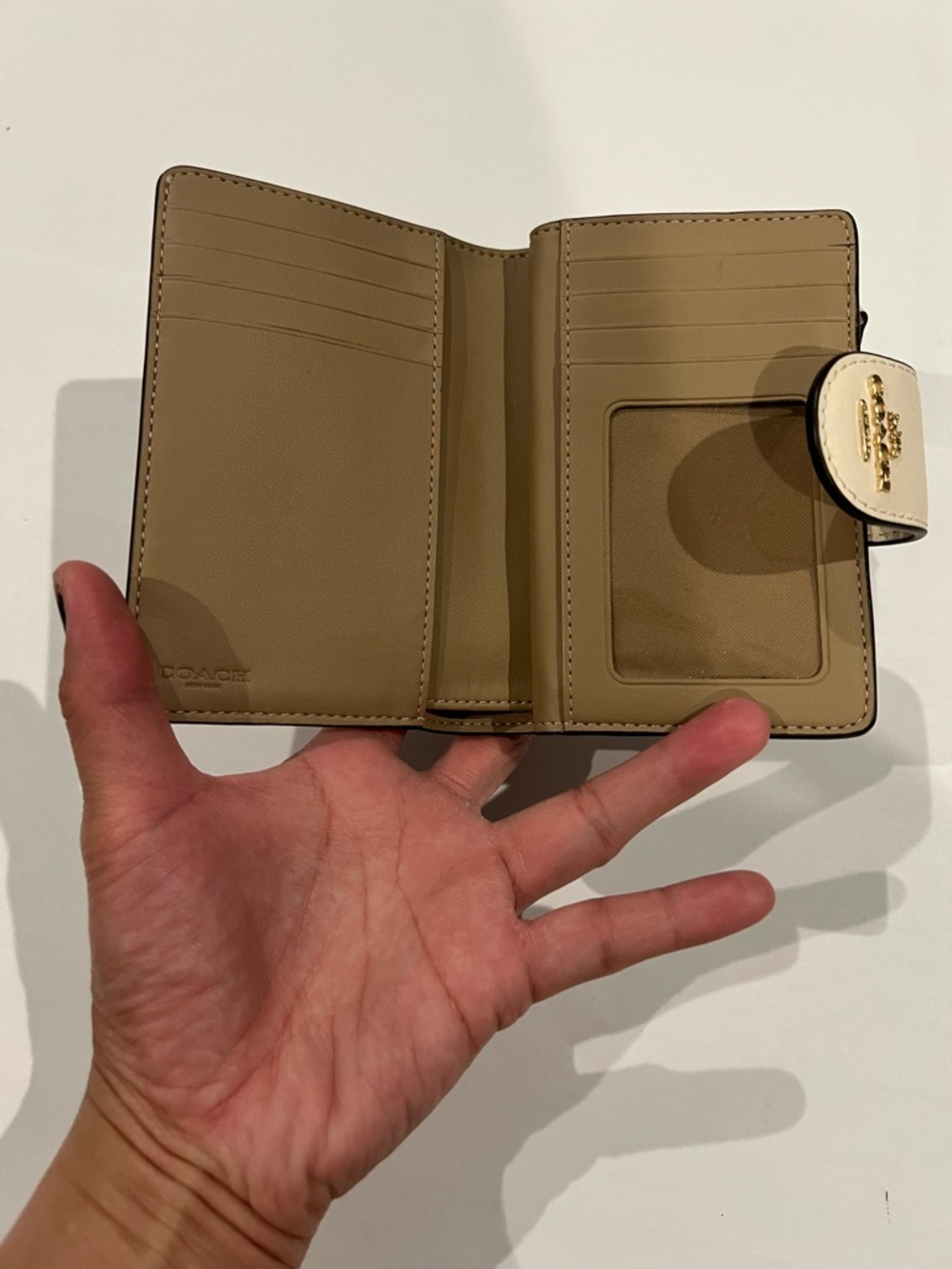 Coach Cream Multi Butterfly & Bug Print Compact corner zip Wallet - Picture 3 of 5